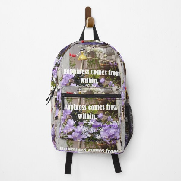 Item preview, Happiness Comes From Within - Happy Positive Inspirational Quotes Blue Purple Freesia Flowers Floral designed and sold by Sarah Rajkotwala.