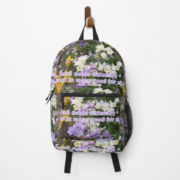Item preview, Good deeds Naturally Result In More Good For All - Inspirational Quote purple white freesias flowers floral designed and sold by Sarah Rajkotwala.