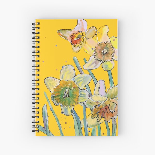 Abstract Yellow Daffodil Watercolor on Yellow Spiral Notebook