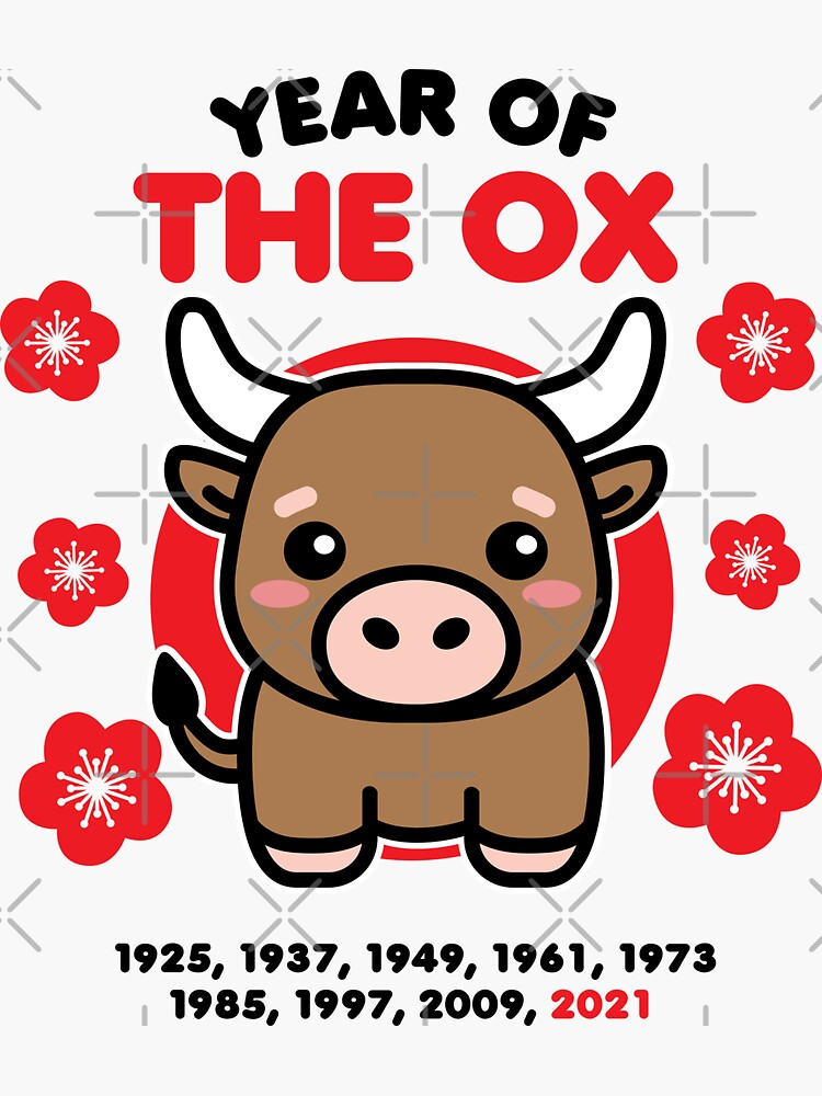 Year of the Ox 2021 Cute Kawaii Chinese New Year Animal