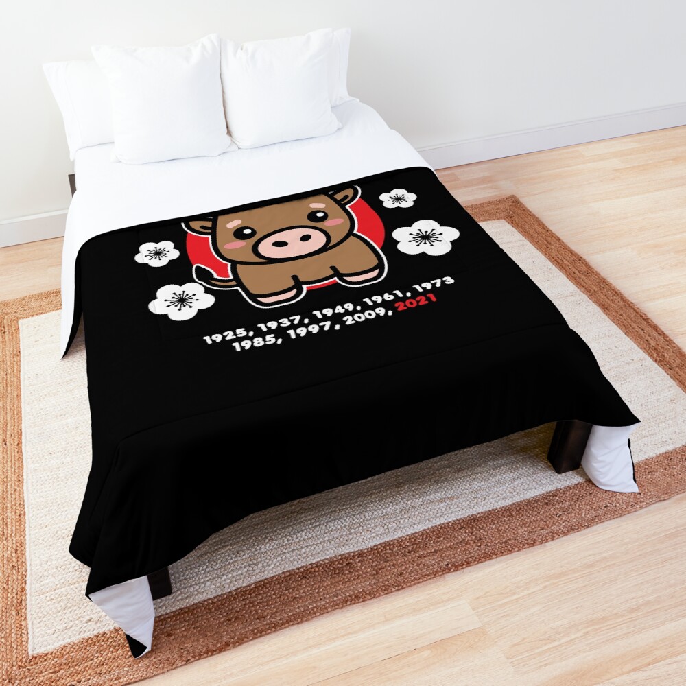 Year of the Ox 2021 Cute Kawaii Chinese New Year Animal Comforter