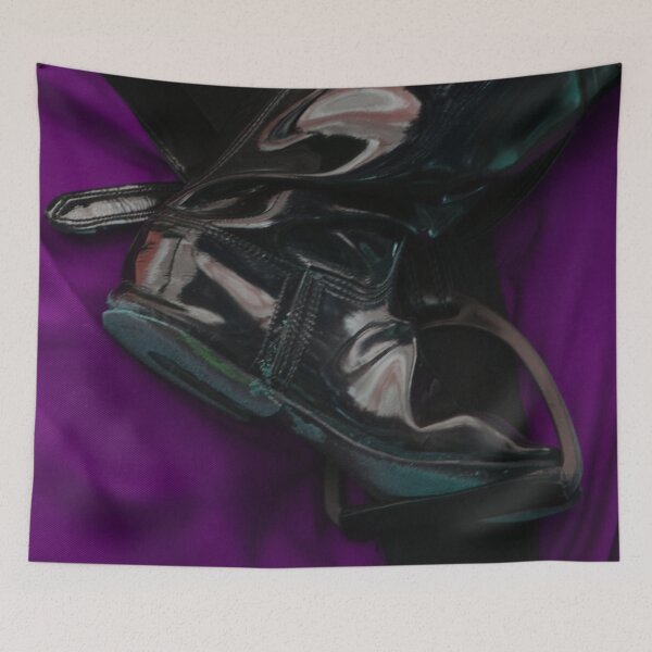 Item preview, Jockey Boot in Stirup with Purple Saddle Cloth designed and sold by Puddletown Trading Company.