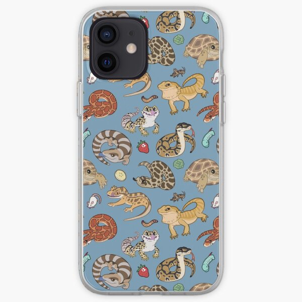 Reptile Pets Pattern - Blue iPhone Soft Case