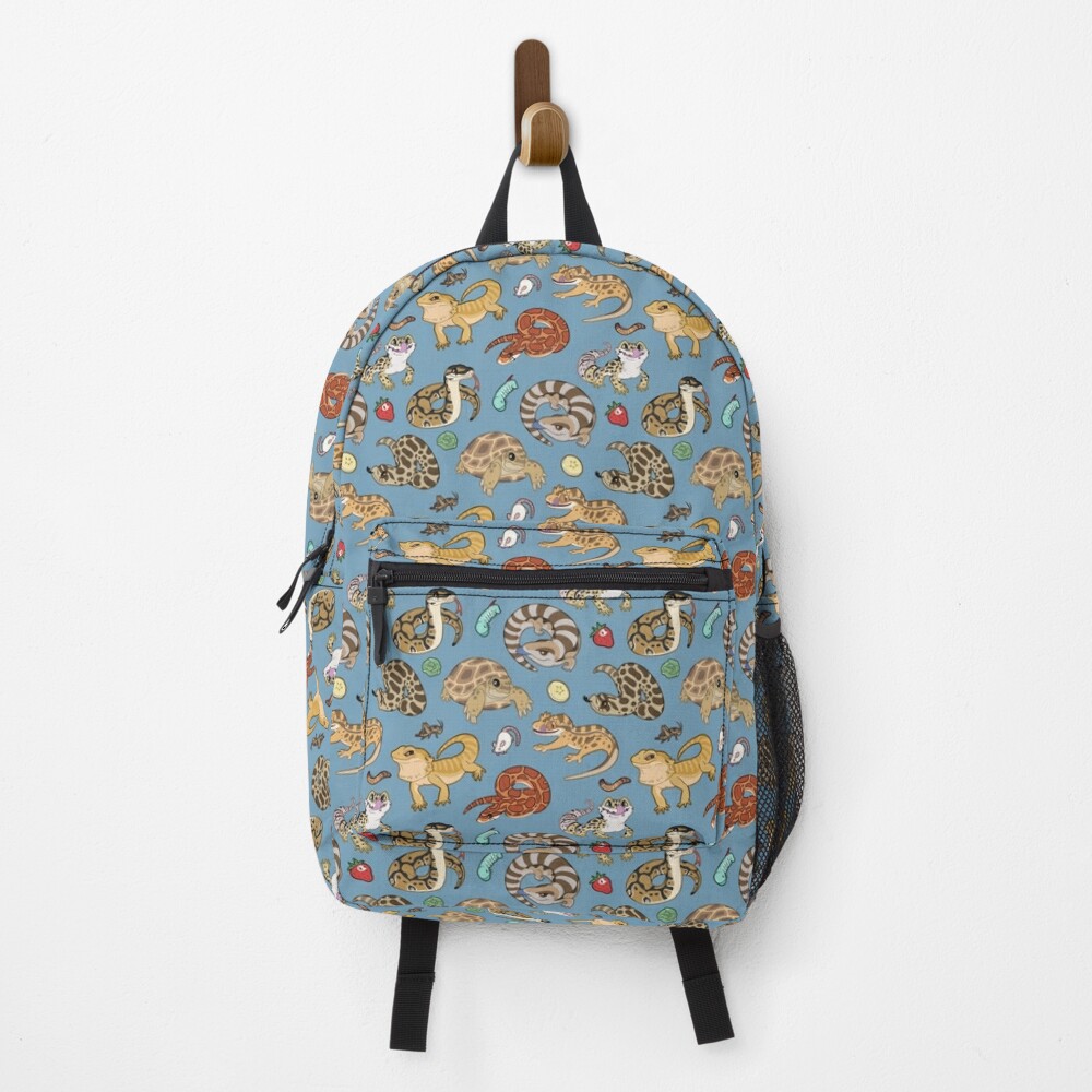 Reptile Pets Pattern - Blue Backpack