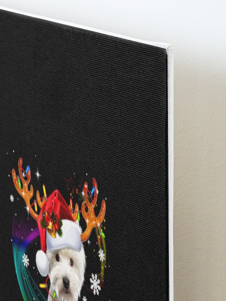 Alternate view of Westie Reindeer Christmas Tree Lights Mounted Print