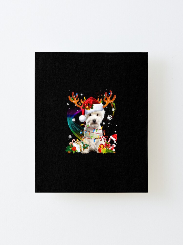 Alternate view of Westie Reindeer Christmas Tree Lights Mounted Print