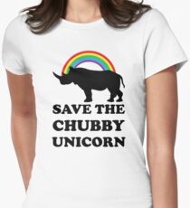 Save The Chubby Unicorn, Funny Rhino Women's Fitted T-Shirt