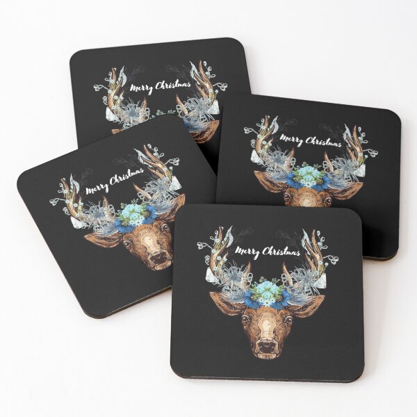 Item preview, Farmhouse Merry Christmas Deer Rack Botanical Floral designed and sold by Drnksuzys.