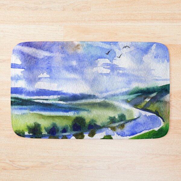 Item preview, Charming Watercolor Riverscape designed and sold by adortopia.