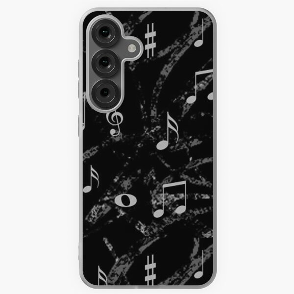 Grey and Black Music Notes Pattern Samsung Galaxy Soft Case