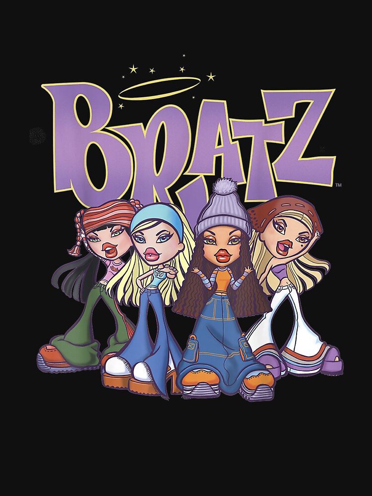 Bratz Camiseta de fiesta de pijamas de tiro grupal, Negro, S