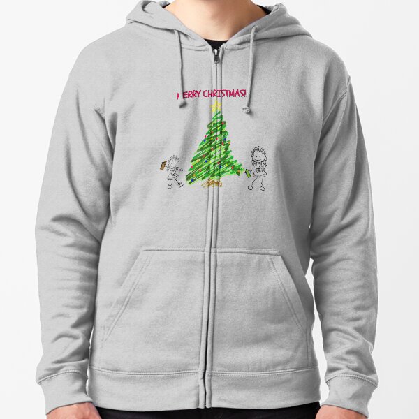 Graffiti Merry Christmas Tree Zipped Hoodie