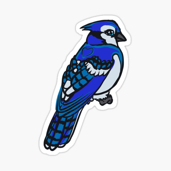 Funny and cute bird transparency sticker, Blue Jay. AI Generative