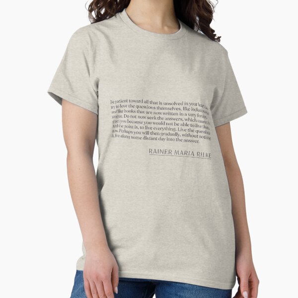 Item preview, Rainer Maria Rilke - Be patient toward all that is unsolved in your heart and try to love the questions themselves, like locked rooms and li designed and sold by BookQuoteMerch.