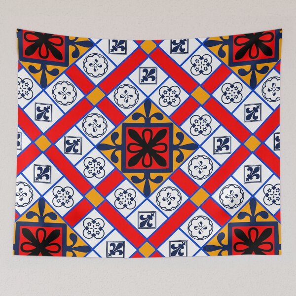 Item preview, Bright Red, Indigo and Orange Moroccan Pattern (Decorative Border) designed and sold by Prints-Ministry.
