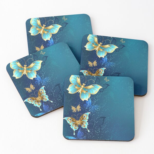 Item preview, Golden Butterflies on Blue Background designed and sold by Blackmoon9.