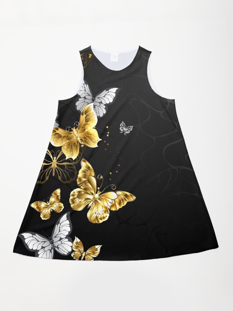 black dress with white butterflies Velvet Sequin Butterfly Mini Dress main image 0