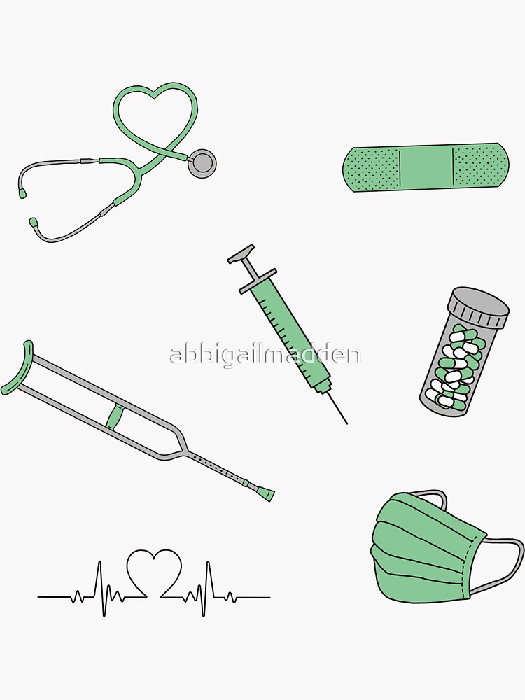 Doctor Nurse Sticker Pack Green Sticker For Sale By Abbigailmadden