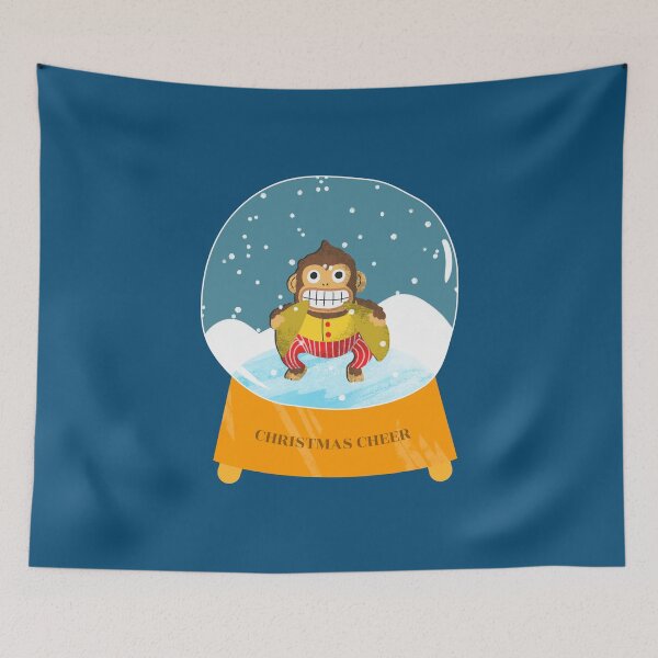 Item preview, Merry Christmas Holiday | Christmas Cheer | Chilled Monkey with Cymbals In A Snow Globe designed and sold by Ainbowz-Artwork.
