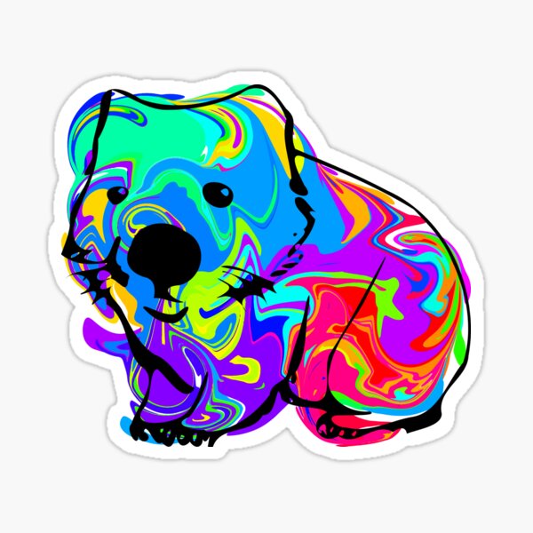 Vista previa del artículo con la obra «Wombat colorido», diseñado y vendido por ChrisButler.