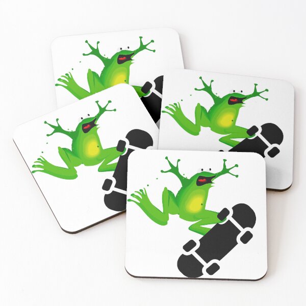 Item preview, scared falling frog on skateboard designed and sold by GulQari.