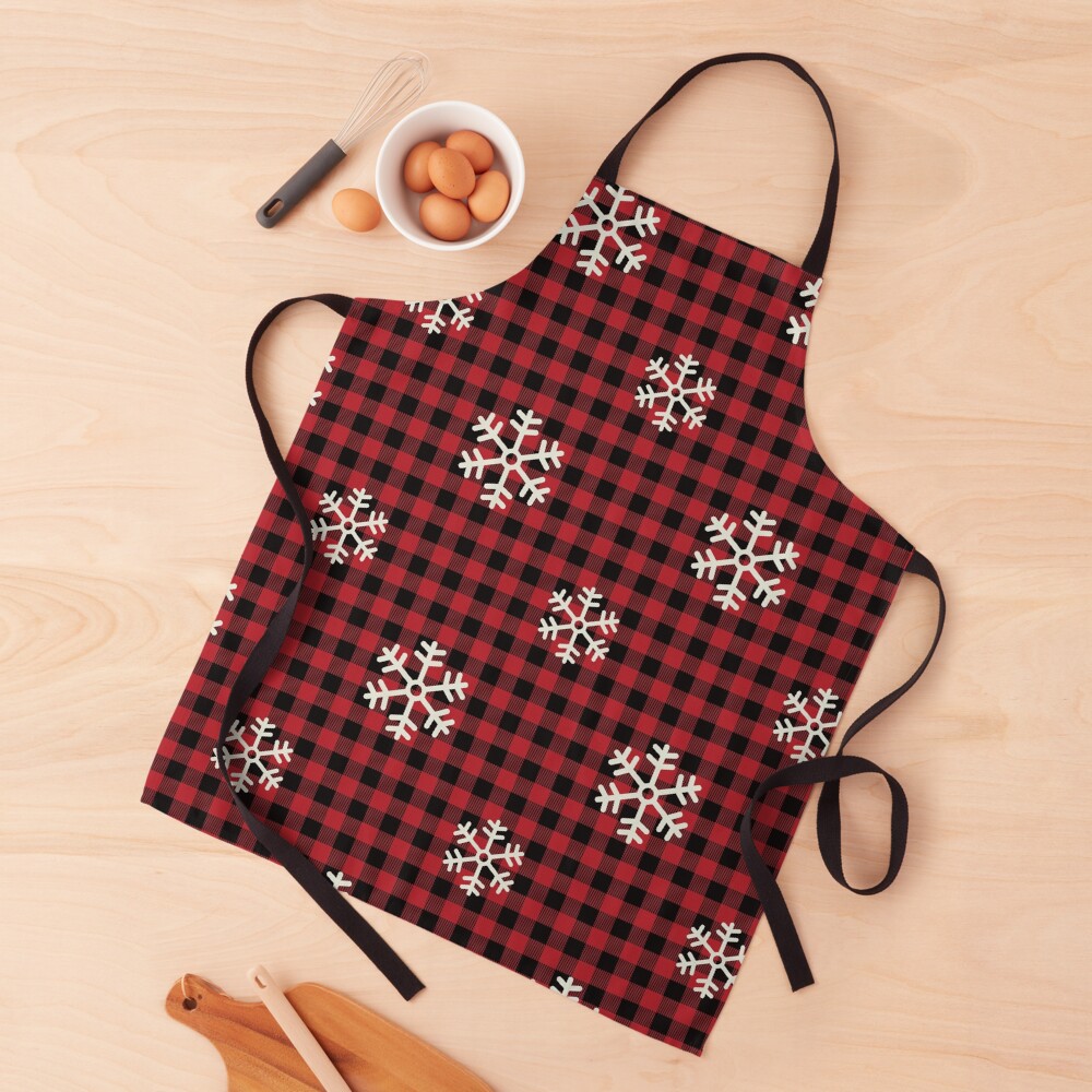 Christmas Plaid with Snowflakes Apron