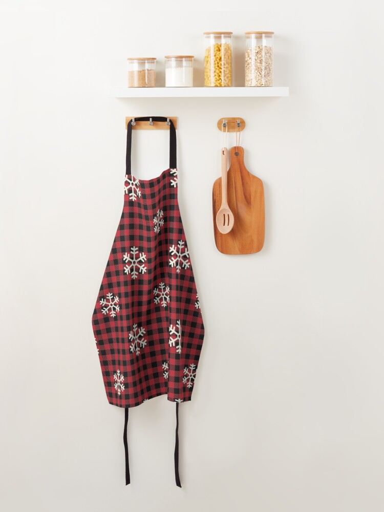 Alternate view of Christmas Plaid with Snowflakes Apron