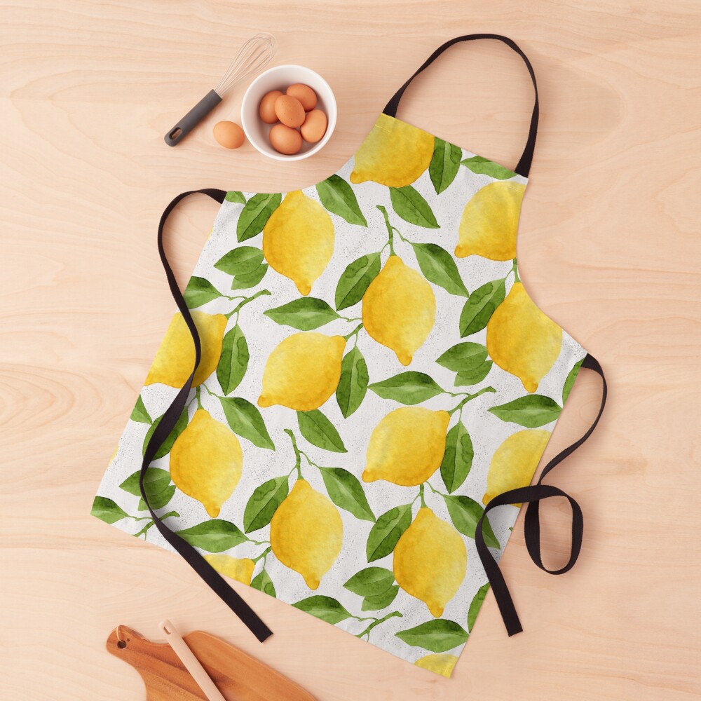 Watercolor Lemon Pattern Apron
