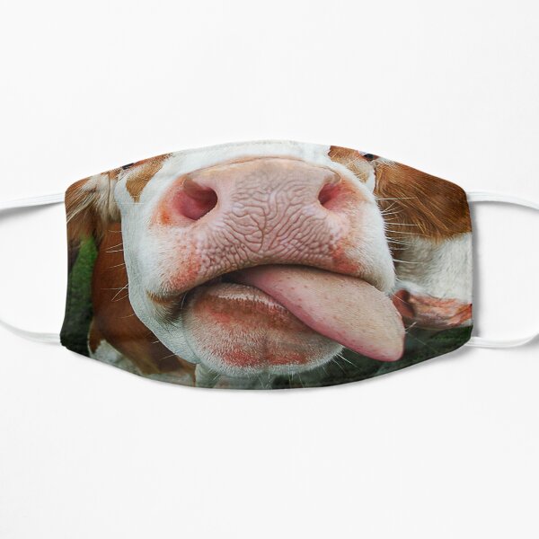 Cow Lover Funny Face Milk Pet Cute Animals Gifts with Tongue licking Flat Mask