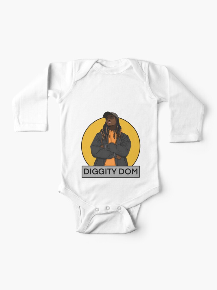 Baby One-Piece, Diggity Dom Logo designed and sold by DiggityDom