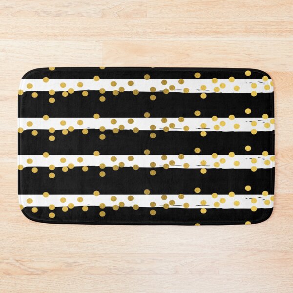 Item preview, Black and White Strips with Golden Dots Pattern Design designed and sold by The Merch.
