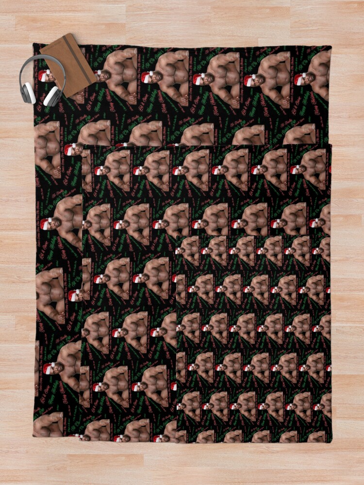 "Barry Wood Season Greetings black background" Throw Blanket for Sale