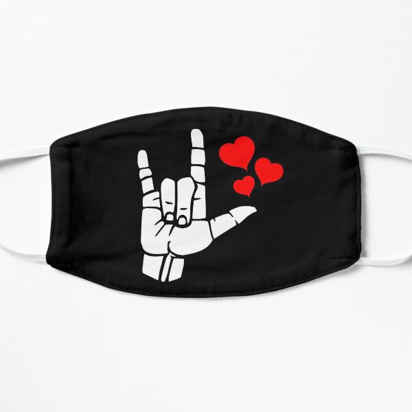 I LOVE YOU sign on red heart Sign language black and white design Mask