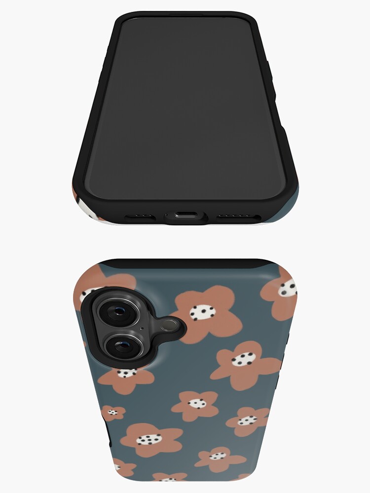 Thumbnail 3 of 4, iPhone Case, Pink Daisies on blue. Floral digital pattern original work designed and sold by Florcitasart.