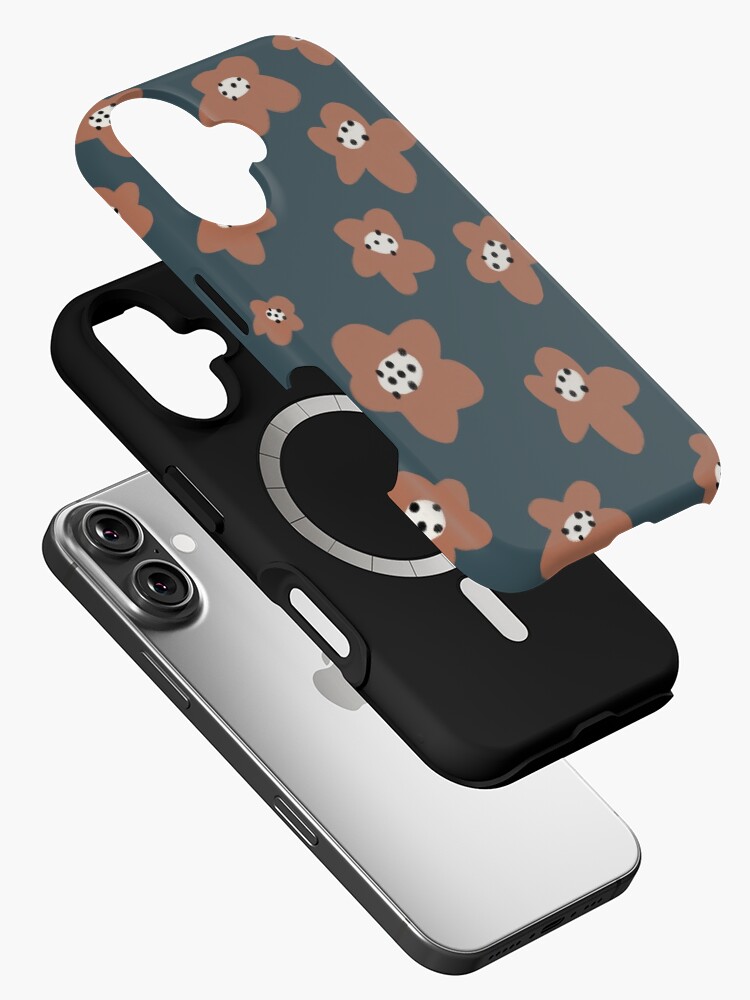 Thumbnail 2 of 4, iPhone Case, Pink Daisies on blue. Floral digital pattern original work designed and sold by Florcitasart.
