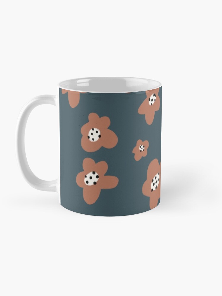Thumbnail 3 of 6, Coffee Mug, Pink Daisies on blue. Floral digital pattern original work designed and sold by Florcitasart.