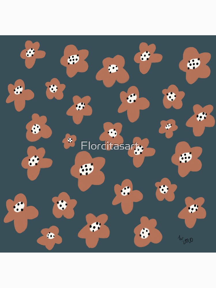 Pink Daisies on blue. Floral digital pattern original work by Florcitasart