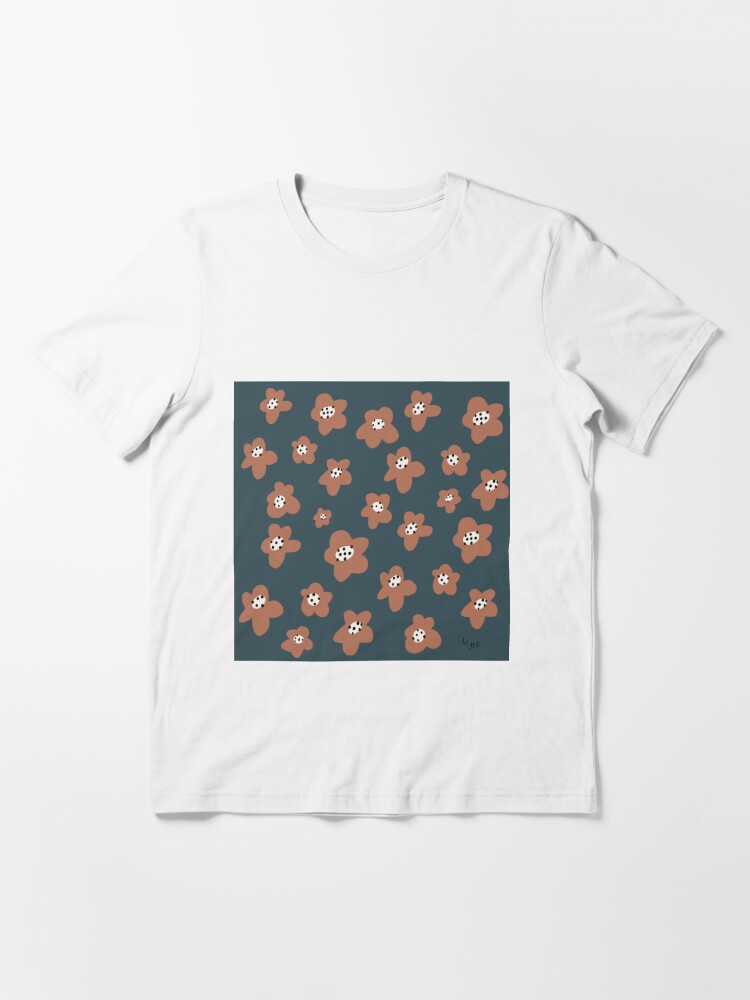 Thumbnail 3 of 7, Essential T-Shirt, Pink Daisies on blue. Floral digital pattern original work designed and sold by Florcitasart.