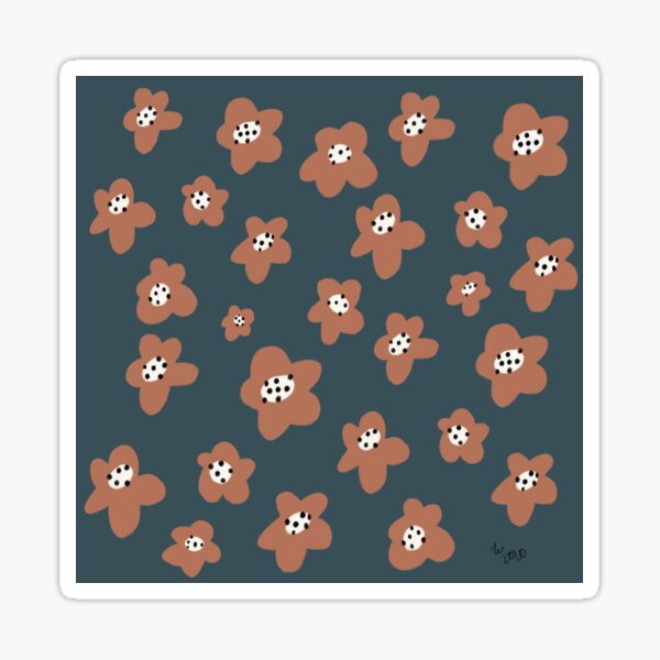 Pink Daisies on blue. Floral digital pattern original work Sticker