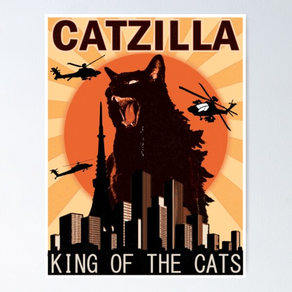 Item preview, Vintage Catzilla Japanese Sunset Style Cat Kitten Lover designed and sold by DanielEmberson.