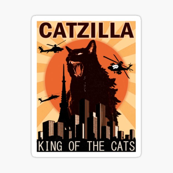 Item preview, Vintage Catzilla Japanese Sunset Style Cat Kitten Lover designed and sold by DanielEmberson.
