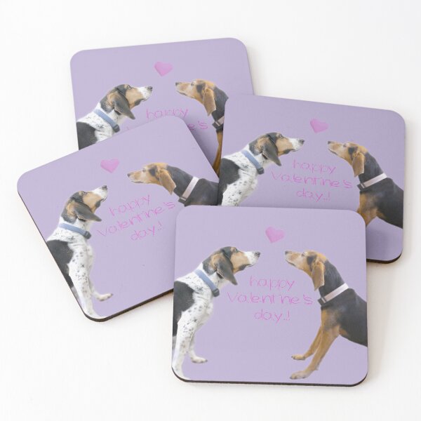 Item preview, Couple of dogs loving each other. Concept of Valentine's day. Dog sweethearts on purple. designed and sold by KrokoStories.