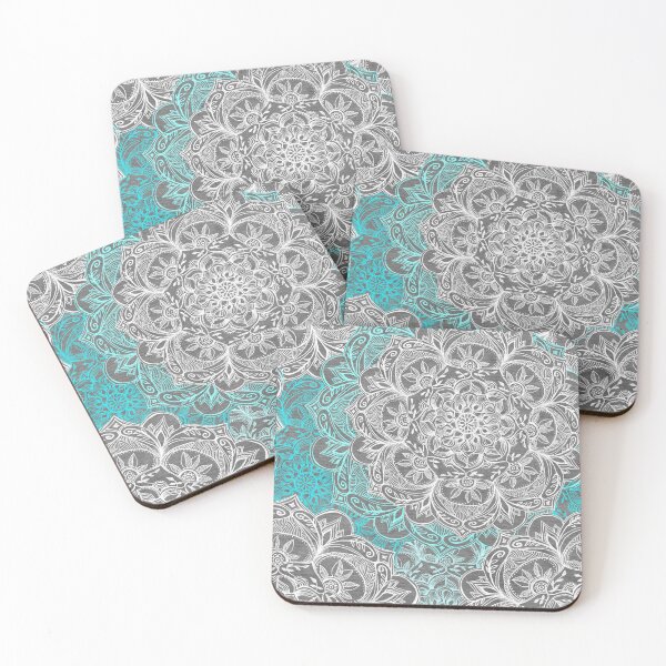 Item preview, Turquoise & White Mandalas on Grey  designed and sold by micklyn.