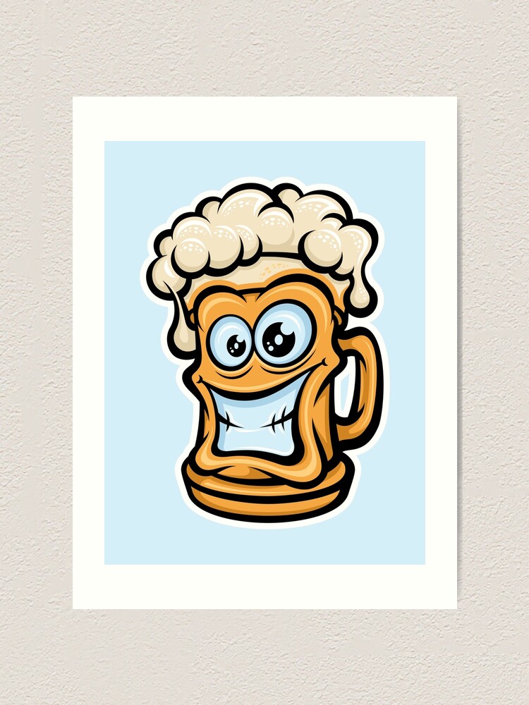 Happy Beer Mug, Cartoon Style happy-beer-mug-cartoon-style-art-print-for-sale-by-bruvi-redbubble