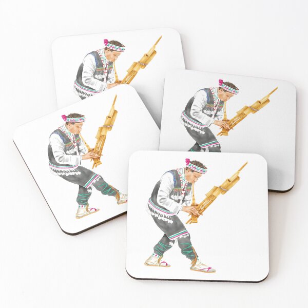 Item preview, Watercolor Illustration of a Chinese minority male in costume playing the lusheng | 侗族芦笙音乐 designed and sold by iswenyi.