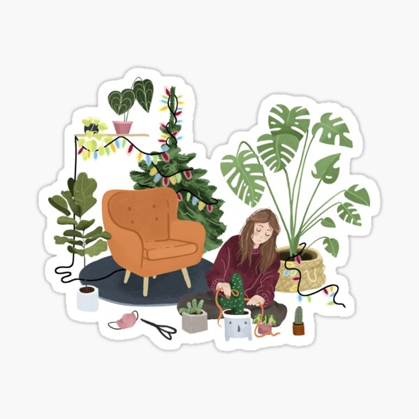 Crazy Plant Lady Christmas Sticker