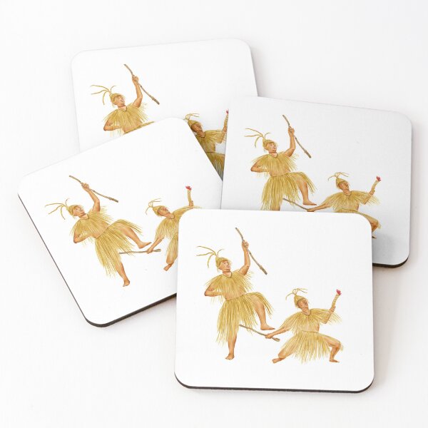 Item preview, Watercolor Illustration of two men dancing an ancient dance | 土家毛古斯舞 designed and sold by iswenyi.