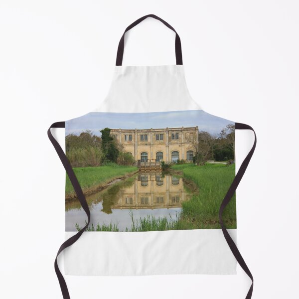 Item preview, natural panorama with an ancient industrial structure the old dewatering building on the Arno river among the green grass in coltano pisa tuscany designed and sold by alessiapenny.