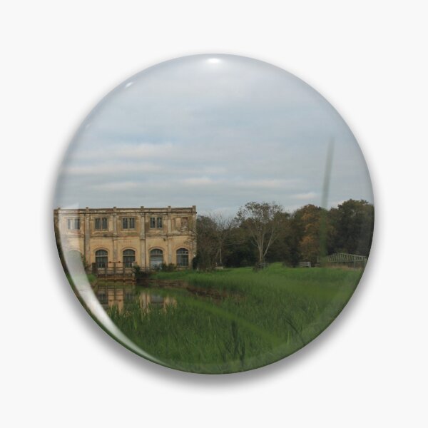 Item preview, natural panorama with an ancient industrial structure the old dewatering building on the Arno river among the green grass in coltano pisa tuscany designed and sold by alessiapenny.