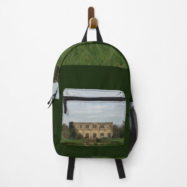 Item preview, natural panorama with an ancient industrial structure the old dewatering building on the Arno river among the green grass in coltano pisa tuscany designed and sold by alessiapenny.